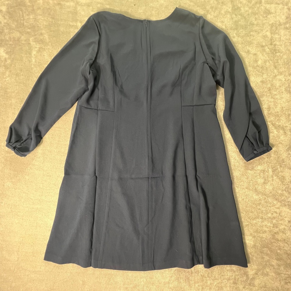 LOFT Dress Womens Plus Size 16 Navy Blue Long Sleeve Shift Elegant Modest NWT - Picture 6 of 7